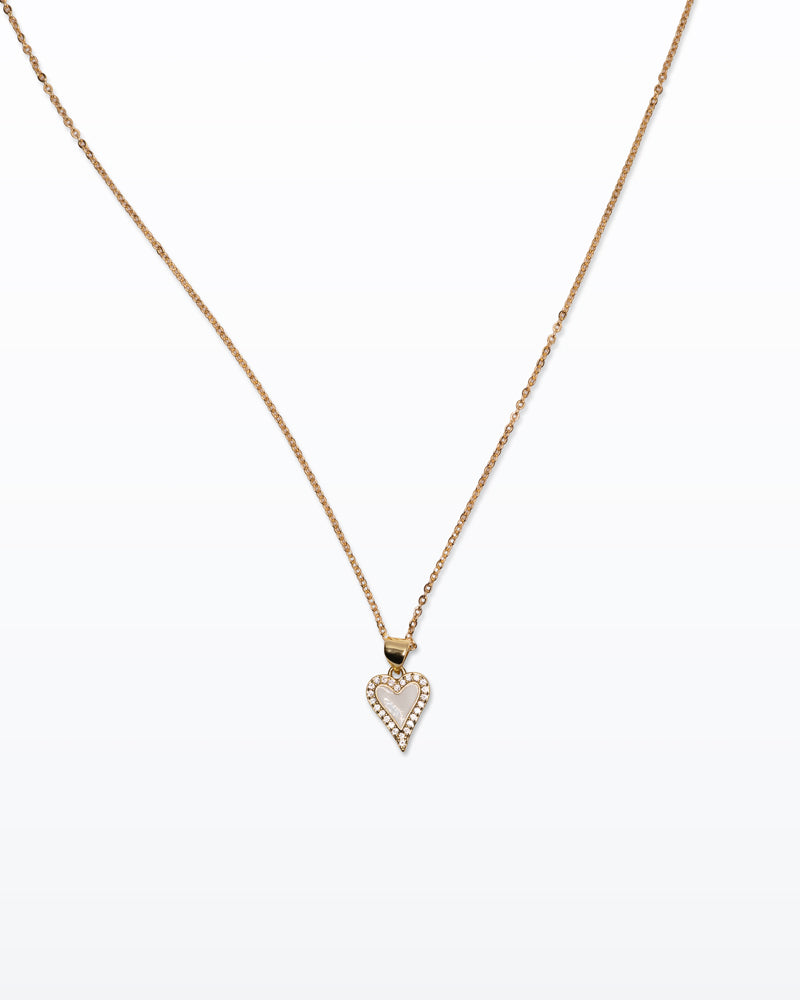 Cuore di Luce – Collana oro con cuore bianco e zirconi